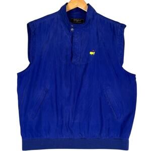 Vintage Masters Silk Golf Vest Large Blue 1/4 Zip Water Resistant Bobby Jones